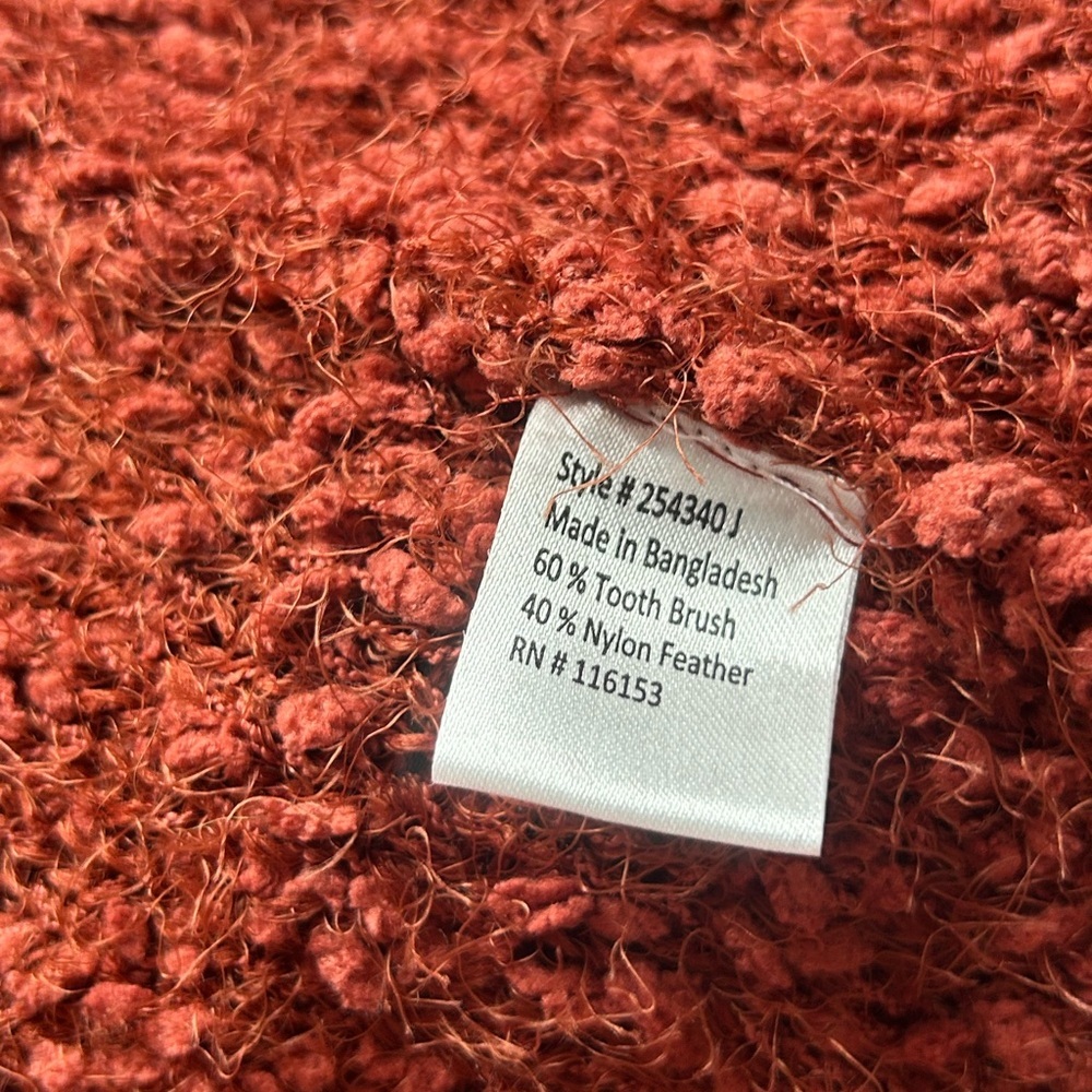 Poof Apparel Rust duster open front cardigan sz L with hood cozy sweater Y2K EUC - Picture 8 of 12